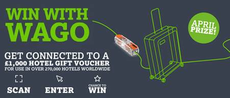 Say hello to our April prize...£1,000 Hotel gift card - WIN WITH WAGO!
