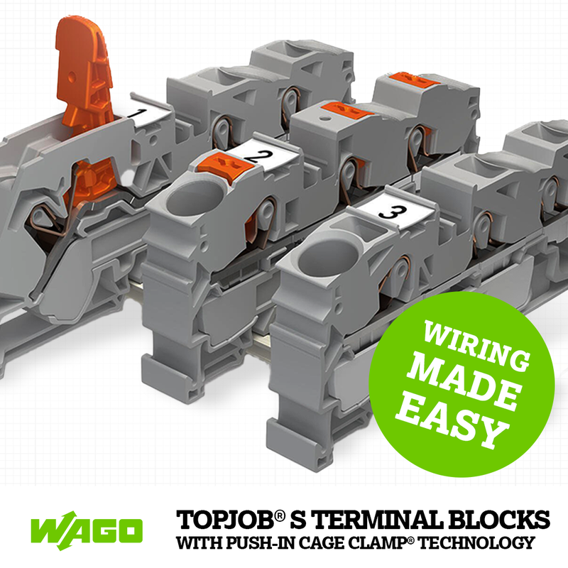 Three ways to wire – WAGO rail-mount terminal blocks with levers, push-buttons or operating slots