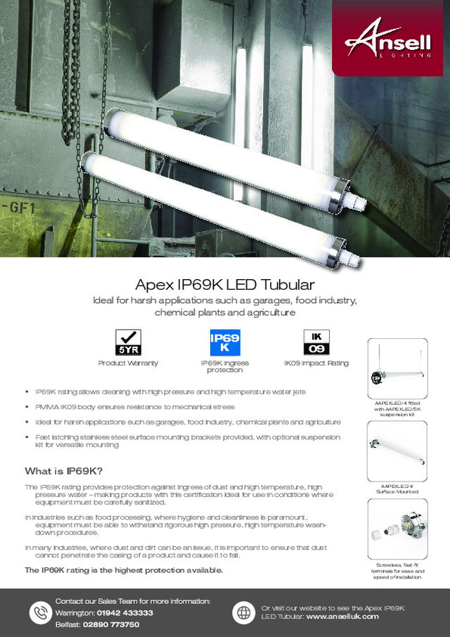 Apex IP69K LED Tubular