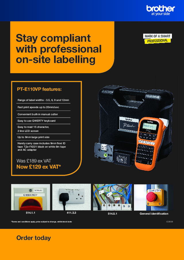 Stay compliant with professional on-site labelling - PT-E110VP