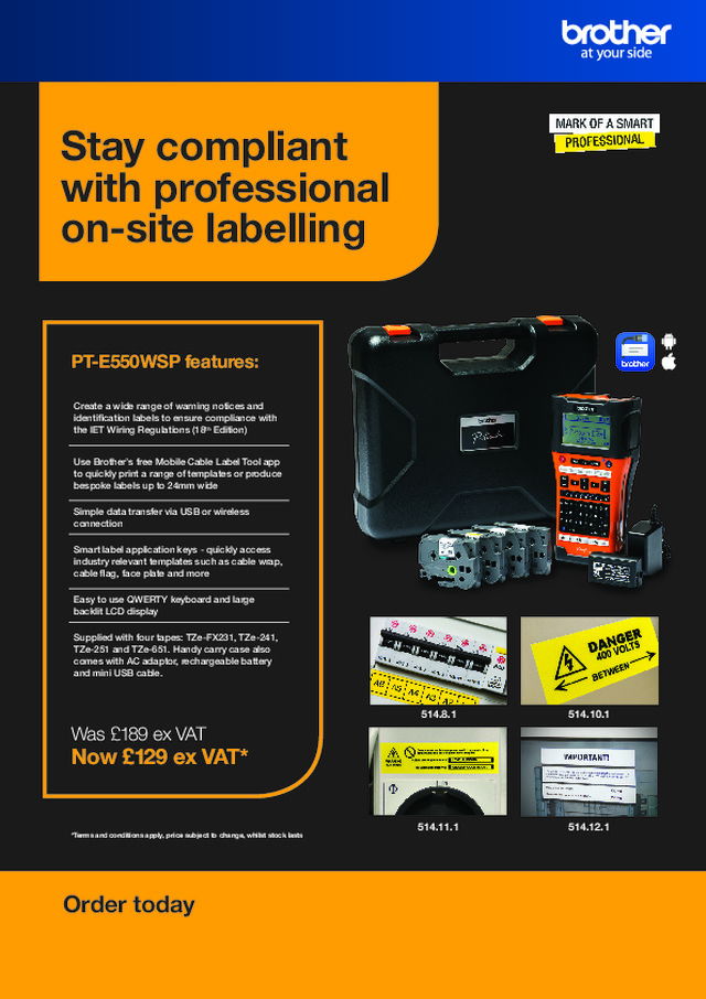 Stay compliant with professional on-site labelling - PT-E550WSP