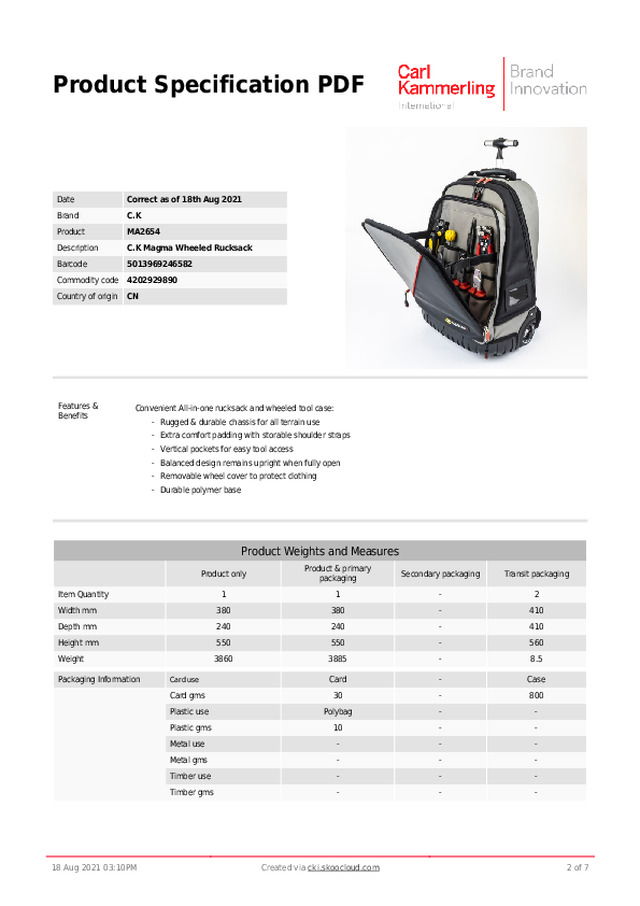 C.K Magma Wheeled Rucksack: MA2654