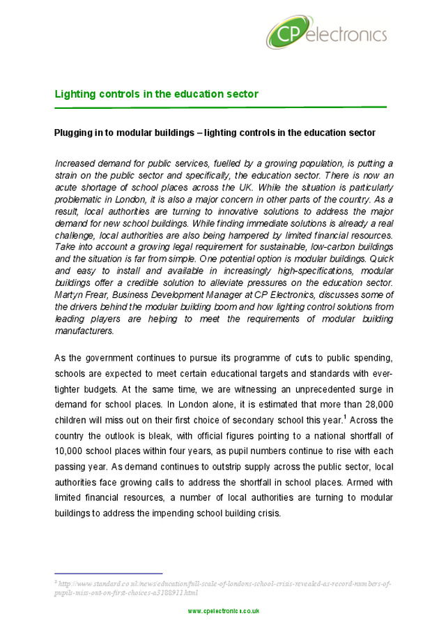 Lighting controls in the education sector