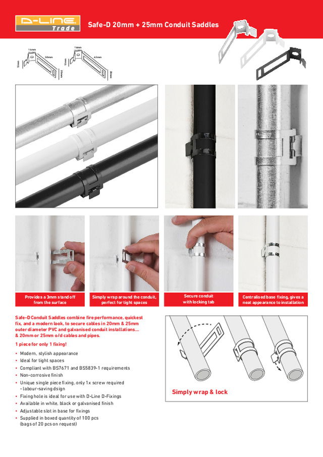 Safe-D 20mm + 25mm Conduit Saddles