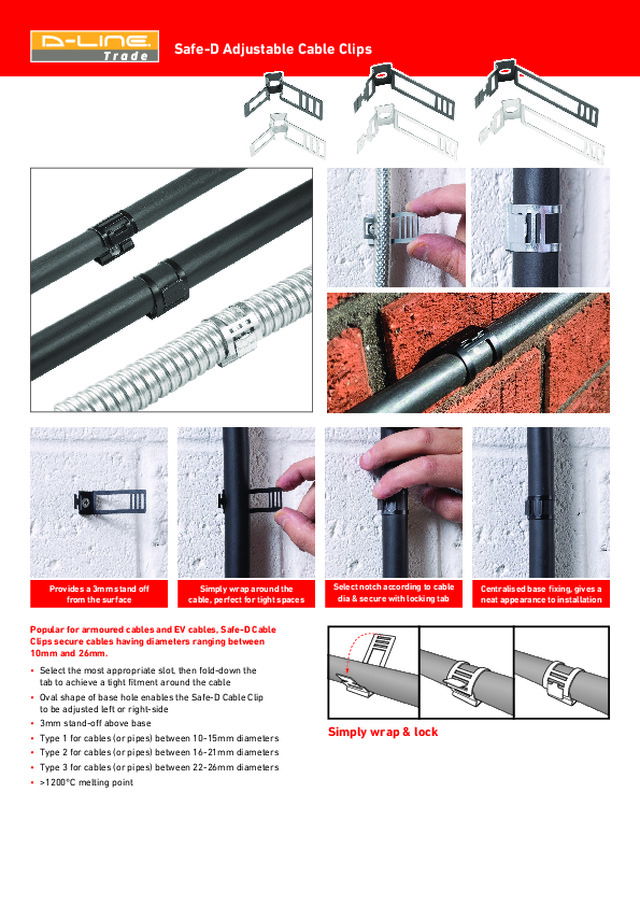 Safe-D Adjustable Cable Clips Data Sheet