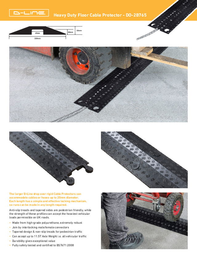 Heavy Duty Floor Cable Protector - DO-2B765 Data Sheet