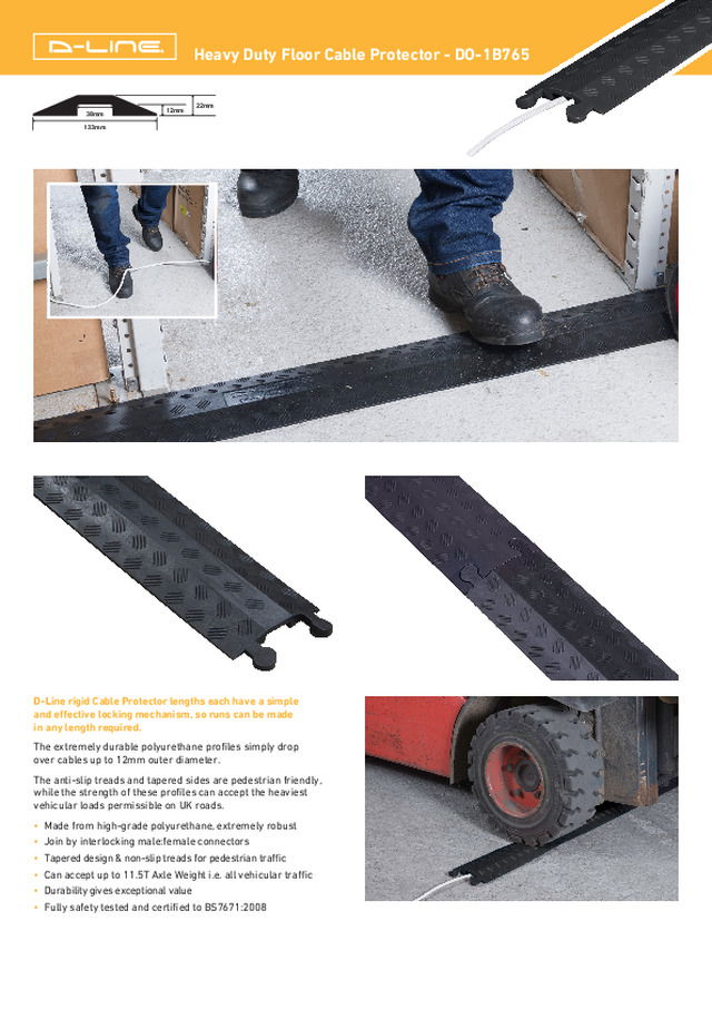 Heavy Duty Floor Cable Protector - DO-1B765 Data Sheet
