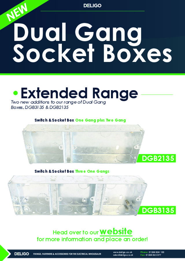 DELIGO: Dual Gang Socket Boxes - Extended Range