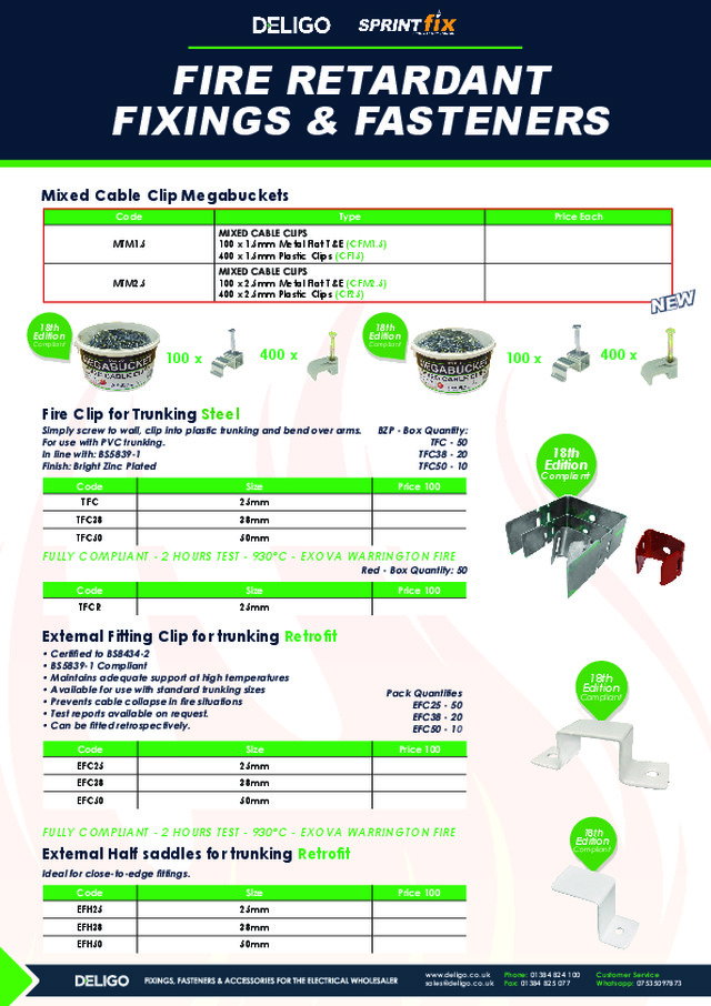 DELIGO: FIRE RETARDANT  FIXINGS & FASTENERS