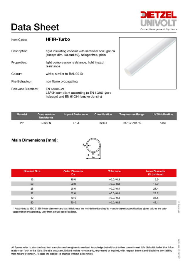 LSF0H Light Gauge Rigid Conduit Data Sheet