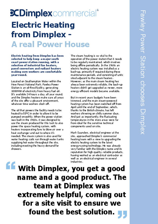 Electric Heating from Dimplex - A real Power House