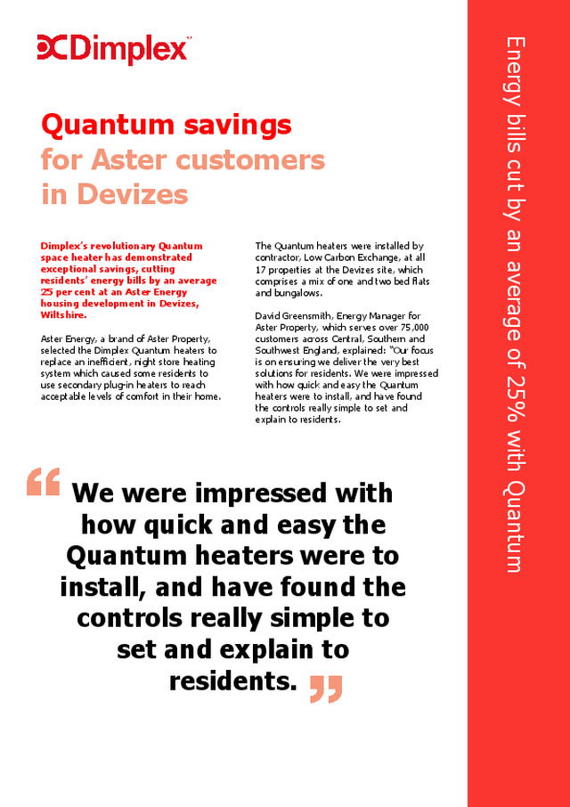 Quantum savings for Aster customers in Devizes