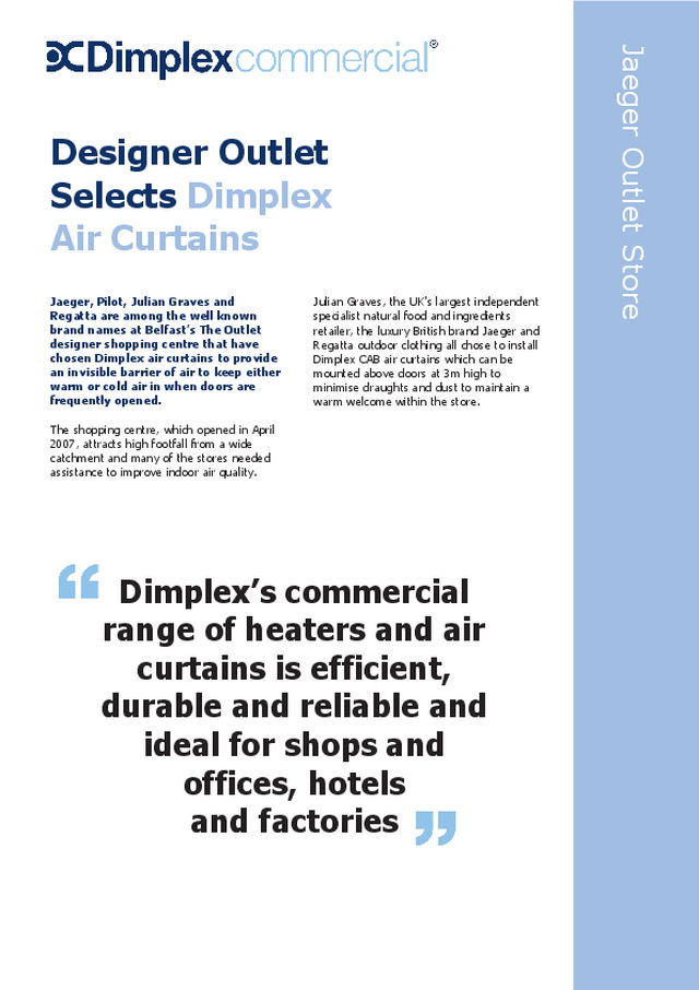 Designer Outlet Selects Dimplex Air Curtains