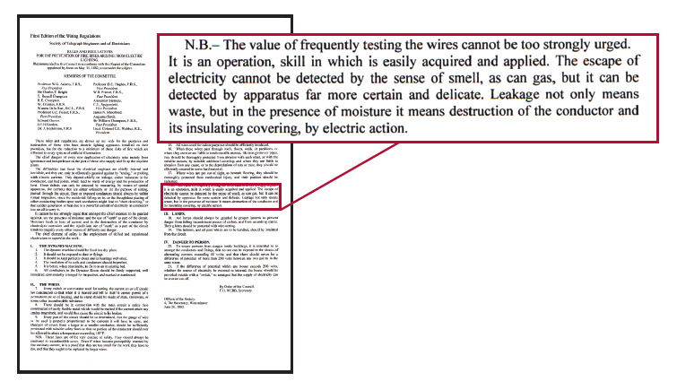 A history of testing in the Wiring Regulations