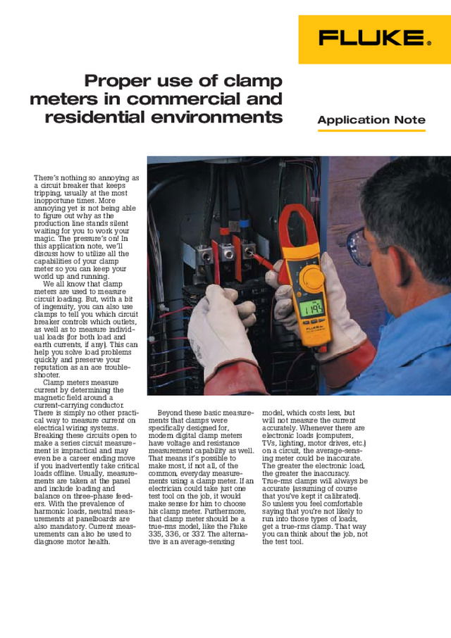 Fluke - Proper use of clamp meters in commercial and residential environments