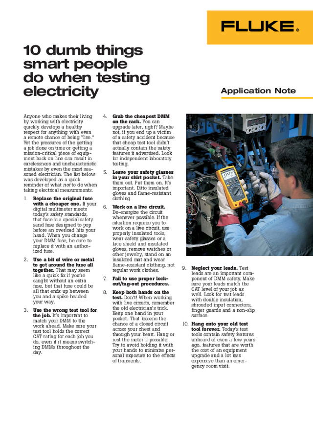 Fluke - Ten dumb things smart people do when testing