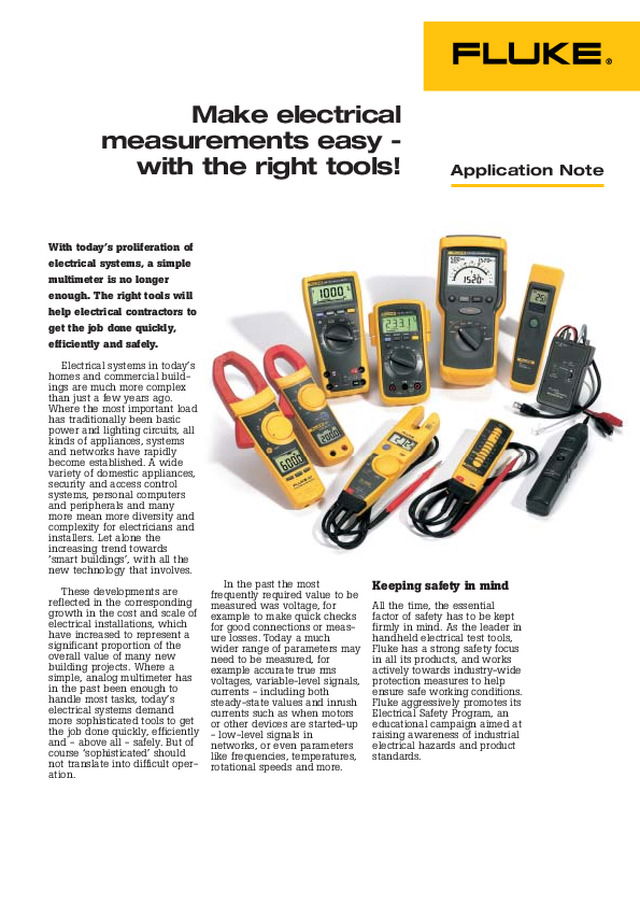Fluke - Make electrical measurements easy - with the right tools!
