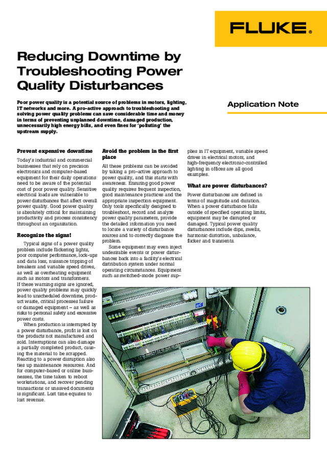 Fluke - Reducing Downtime by Troubleshooting Power Quality Disturbances