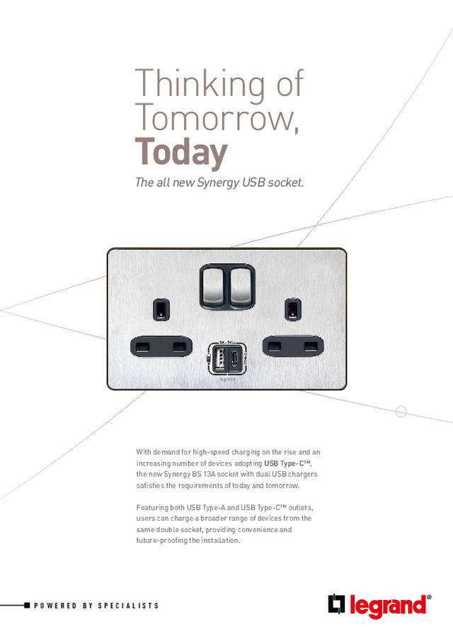 The all new Synergy USB socket. - Legrand - 2018