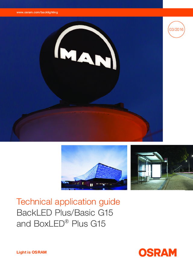 Technical application guide BackLED Plus/Basic G15 and BoxLED Plus G15- Osram - 2017