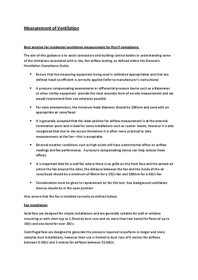 Vent-Axia - Best residential ventilation measurement practice for Part F compliance