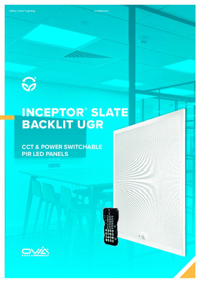Inceptor® Slate Backlit UGR LED panel with PIR