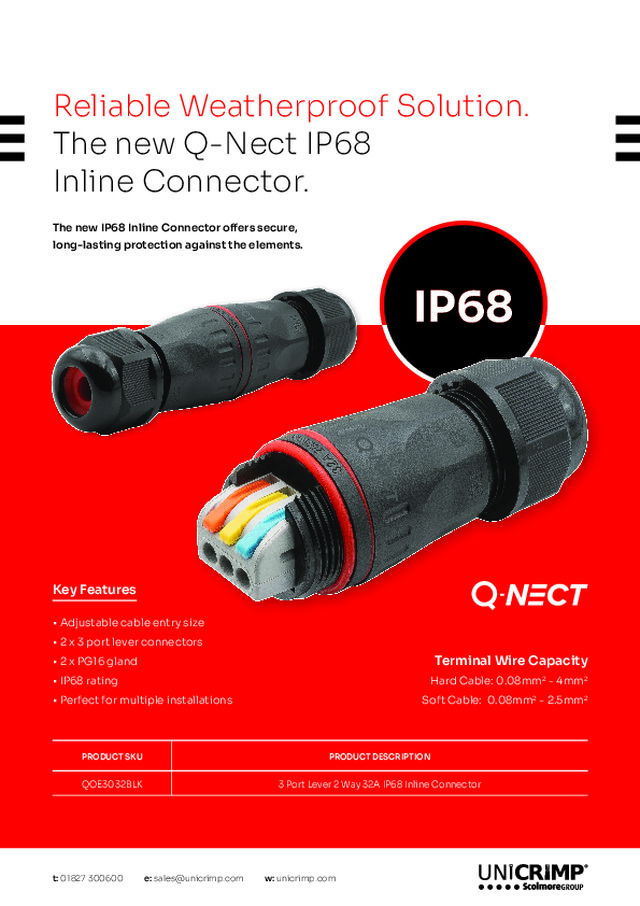 The new Q-Nect IP68 Inline Connector.
