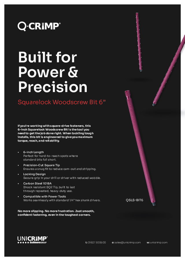 Squarelock Woodscrew Bit 6”