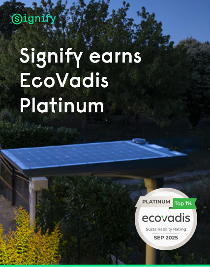 Signify earns EcoVadis Platinum Medal, maintaining top sustainability ranking since IPO