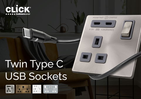 Click Scolmore powers up with new Twin Type C USB Socket Outlets
