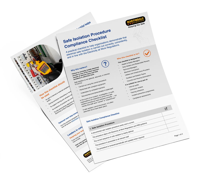 Martindale’s ‘safe isolation procedure checklist’ for safer working